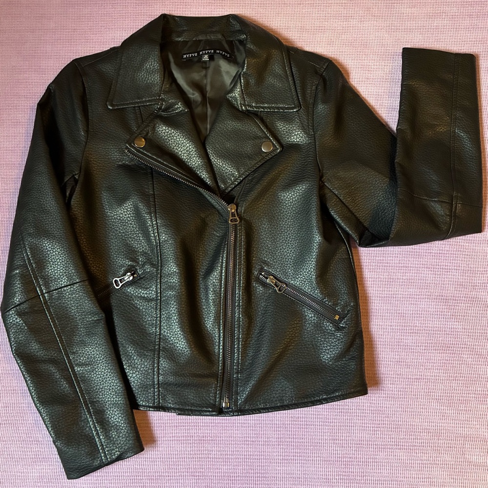 HYFVE Black Vegan Leather Moto Style Jacket